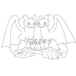 Disegno Toothless e la sua famiglia da colorare Disegno Toothless e la sua famiglia da colorare