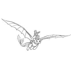 Disegno Toothless in volo con Hiccup in piedi sulla schiena da colorare Disegno Toothless in volo con Hiccup in piedi sulla schiena da colorare