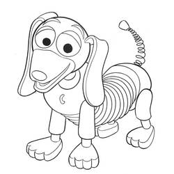 Disegno Slinky Dog sorridente con corpo a spirale da colorare