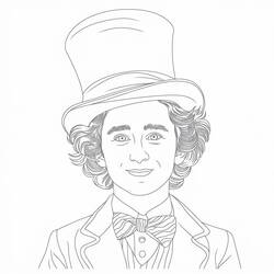 Disegno Wonka sorridente con il suo cilindro da colorare