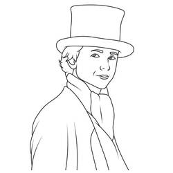 Disegno Willy Wonka con il suo cappello a cilindro da colorare