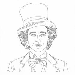 Disegno Wonka ritratto con cilindro e farfallino da colorare