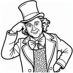 Disegno Wonka che solleva il suo cappello a cilindro da colorare