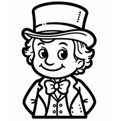 Disegno Wonka con cappello a cilindro e farfallino da colorare
