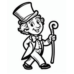 Disegno Wonka che passeggia con bastone e cilindro da colorare
