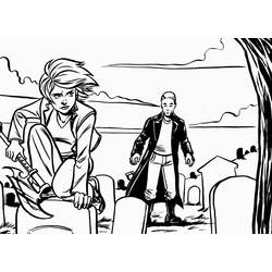Disegno Buffy l'Ammazzavampiri in un confronto al cimitero da colorare