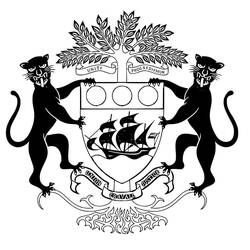 Disegno Stemma del Gabon con due pantere da colorare
