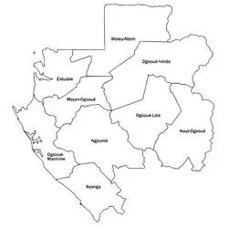 Disegno Mappa delle provincie del Gabon da colorare
