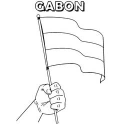 Disegno Mano che tiene la bandiera del Gabon da colorare