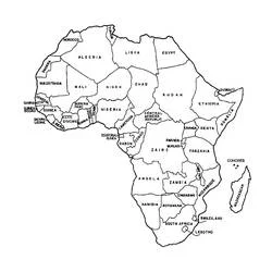 Disegno Africa con nomi dei paesi all'interno da colorare