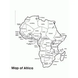 Disegno Africa con Egitto, Nigeria, Kenya e Sudafrica da colorare