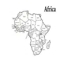 Disegno Africa con Marocco e Sudafrica nominati da colorare