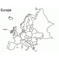 Disegno Mappa dell'Europa con l'Irlanda in evidenza da colorare