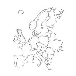 Disegno Europa dalla Scandinavia alla Spagna da colorare