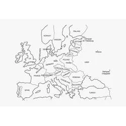 Disegno Mappa dell'Europa con nomi dei paesi da colorare