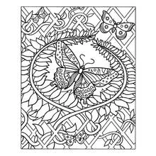 Disegno Grande farfalla incorniciata da foglie e grata da colorare Disegno Grande farfalla incorniciata da foglie e grata da colorare