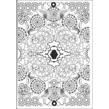 Disegno Mandala simmetrico con uccelli e fiori da colorare Disegno Mandala simmetrico con uccelli e fiori da colorare
