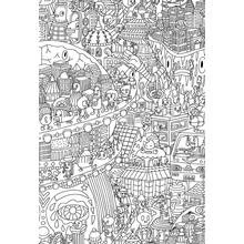 Disegno Città doodle piena di piccoli personaggi da colorare Disegno Città doodle piena di piccoli personaggi da colorare