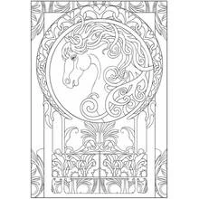 Disegno Testa di cavallo in un medaglione Art Nouveau da colorare Disegno Testa di cavallo in un medaglione Art Nouveau da colorare