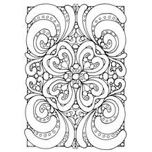 Disegno Mandala simmetrico con volute a foglia da colorare Disegno Mandala simmetrico con volute a foglia da colorare