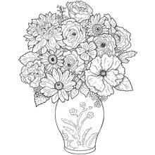 Disegno Mazzo di fiori in un vaso decorato da colorare Disegno Mazzo di fiori in un vaso decorato da colorare