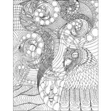 Disegno Gufo con lanterna e motivi a spirale da colorare Disegno Gufo con lanterna e motivi a spirale da colorare