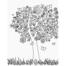 Disegno Albero decorativo con fiori e farfalle da colorare Disegno Albero decorativo con fiori e farfalle da colorare