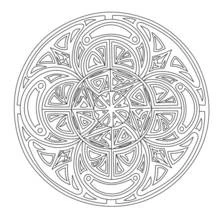 Disegno Mandala con motivo tribale circolare da colorare Disegno Mandala con motivo tribale circolare da colorare