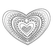 Disegno Mandala a cuore con motivi sovrapposti da colorare Disegno Mandala a cuore con motivi sovrapposti da colorare