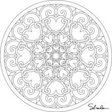 Disegno Mandala a cuore con spirali radianti da colorare Disegno Mandala a cuore con spirali radianti da colorare