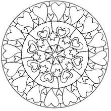 Disegno Mandala a cuore con cuori e stelle in cerchio da colorare Disegno Mandala a cuore con cuori e stelle in cerchio da colorare