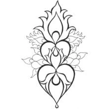 Disegno Mandala a cuore allungato con motivo a fiamma da colorare Disegno Mandala a cuore allungato con motivo a fiamma da colorare
