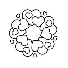 Disegno Mandala a Cuore disposti in cerchio da colorare Disegno Mandala a Cuore disposti in cerchio da colorare