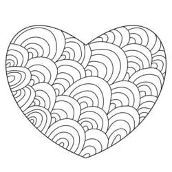 Disegno Cuore riempito da motivi ondulati a squame da colorare Disegno Cuore riempito da motivi ondulati a squame da colorare