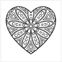 Disegno Mandala a cuore con fiore centrale da colorare Disegno Mandala a cuore con fiore centrale da colorare