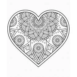 Disegno Mandala a cuore con motivi floreali da colorare Disegno Mandala a cuore con motivi floreali da colorare