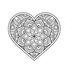 Disegno Mandala a cuore con motivi floreali da colorare Disegno Mandala a cuore con motivi floreali da colorare