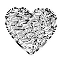 Disegno Mandala a cuore con motivi ondulati a fiamma da colorare Disegno Mandala a cuore con motivi ondulati a fiamma da colorare