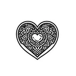 Disegno Mandala a cuore con motivi floreali da colorare Disegno Mandala a cuore con motivi floreali da colorare