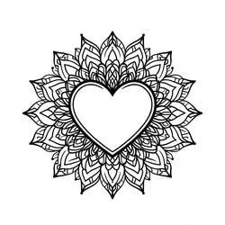 Disegno Mandala a cuore con petali floreali da colorare Disegno Mandala a cuore con petali floreali da colorare