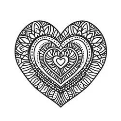 Disegno Mandala a cuore con motivi sovrapposti da colorare Disegno Mandala a cuore con motivi sovrapposti da colorare