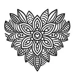 Disegno Mandala a cuore con petali sovrapposti da colorare Disegno Mandala a cuore con petali sovrapposti da colorare
