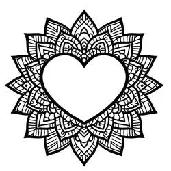 Disegno Mandala a cuore con petali decorati da colorare Disegno Mandala a cuore con petali decorati da colorare