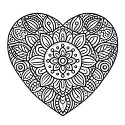 Disegno Mandala a cuore con fiore centrale da colorare Disegno Mandala a cuore con fiore centrale da colorare