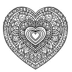 Disegno Mandala a cuore con petali sovrapposti da colorare Disegno Mandala a cuore con petali sovrapposti da colorare