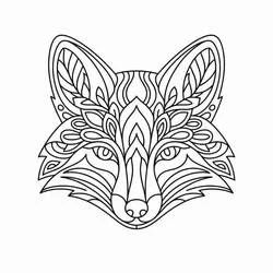Disegno Mandala della volpe visto di fronte con motivi simmetrici da colorare Disegno Mandala della volpe visto di fronte con motivi simmetrici da colorare