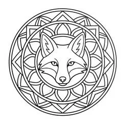 Disegno Mandala della Volpe con motivi geometrici da colorare Disegno Mandala della Volpe con motivi geometrici da colorare