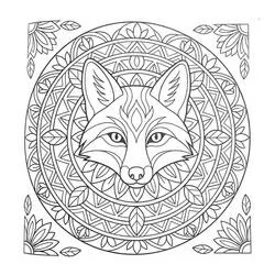 Disegno Mandala della volpe con motivi geometrici e floreali da colorare Disegno Mandala della volpe con motivi geometrici e floreali da colorare