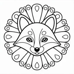Disegno Mandala della Volpe con petali decorativi da colorare Disegno Mandala della Volpe con petali decorativi da colorare