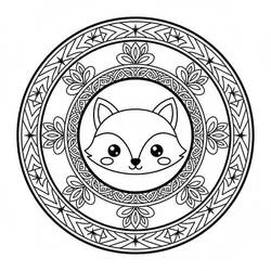 Disegno Mandala della volpe con motivi florali da colorare Disegno Mandala della volpe con motivi florali da colorare